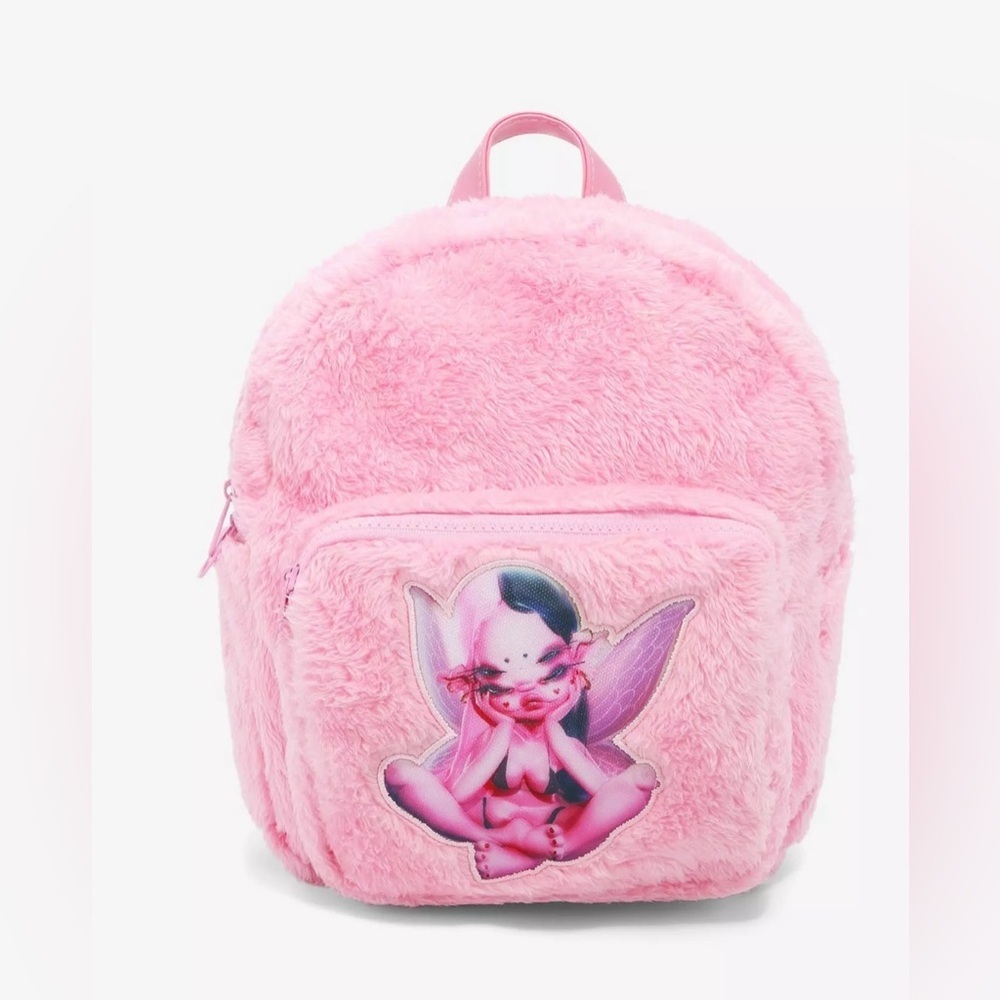 MELANIE MARTINEZ Portals Fuzzy Pink Backpack with Zipper Closure